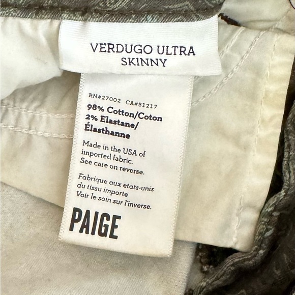 Paige | Verdugo Ultra Skinny Jeans Paisley Ankle Stretch Estate Green - Picture 9 of 10